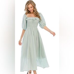 R.Vivimos Women Summer Half Sleeve Cotton Ruffled A Line Flowy Long Dresses